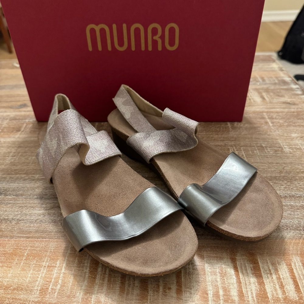 Munro Silver and Camo Sandals